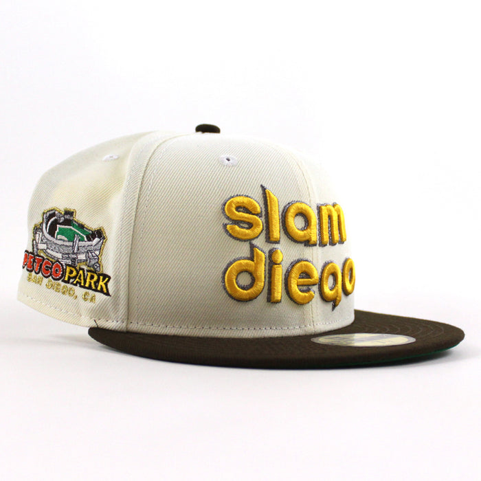San Diego Padres (Slam Diego) Petco Park New Era 59Fifty Fitted Hat (Chrome White Walnut Green Under Brim)