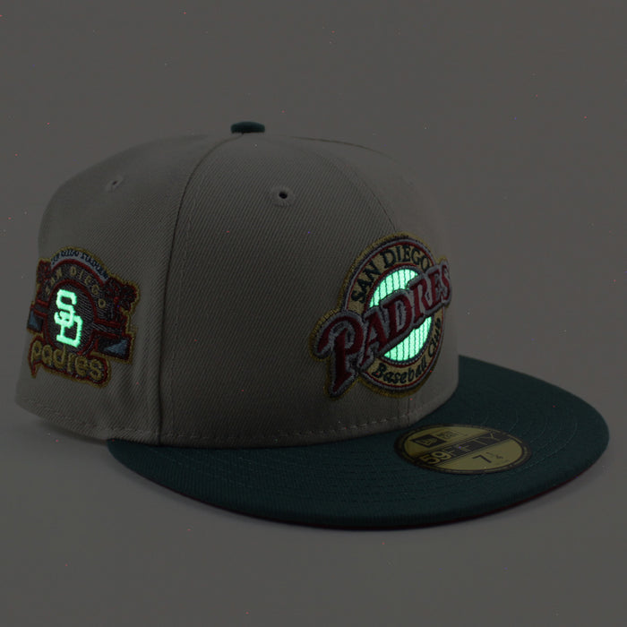 San Diego Padres Stadium Patch New Era 59Fifty Fitted Hat (Stone Needle Green Pinot Red Under Brim)