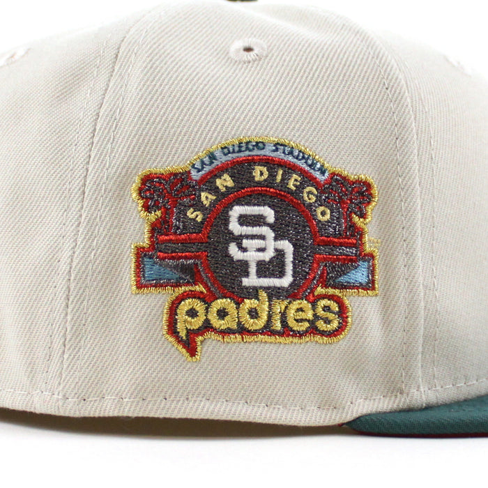 San Diego Padres Stadium Patch New Era 59Fifty Fitted Hat (Stone Needle Green Pinot Red Under Brim)