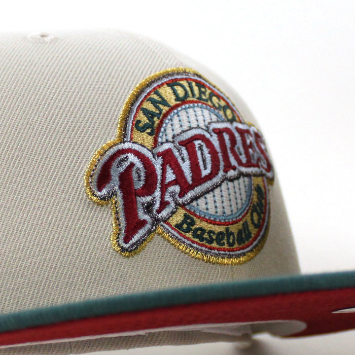 San Diego Padres Stadium Patch New Era 59Fifty Fitted Hat (Stone Needle Green Pinot Red Under Brim)
