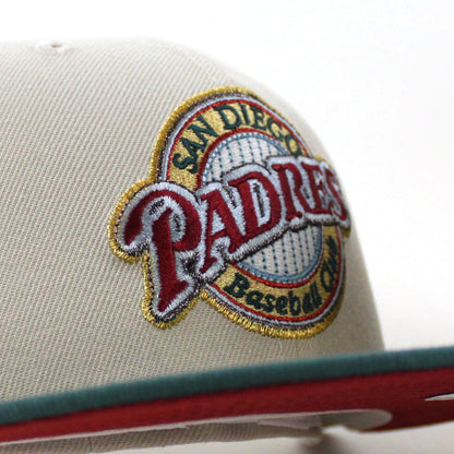 San Diego Padres Stadium Patch New Era 59Fifty Fitted Hat (Stone Needle Green Pinot Red Under Brim)