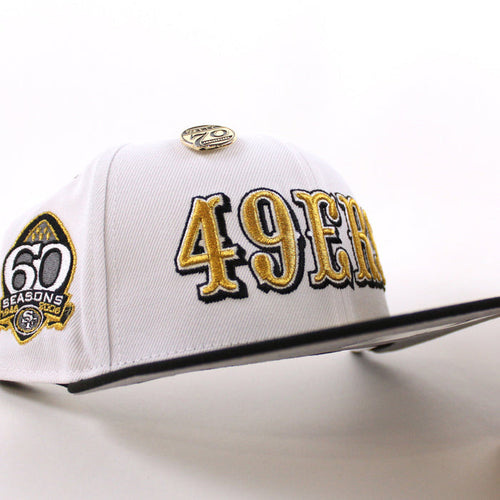 San Francisco 49ers 5950 Days 60 Seasons New Era 59Fifty Fitted Hat (White Gold Black Gray Under Brim)