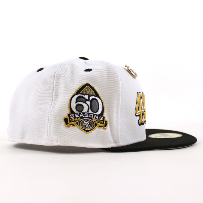 San Francisco 49ers 5950 Days 60 Seasons New Era 59Fifty Fitted Hat (White Gold Black Gray Under Brim)