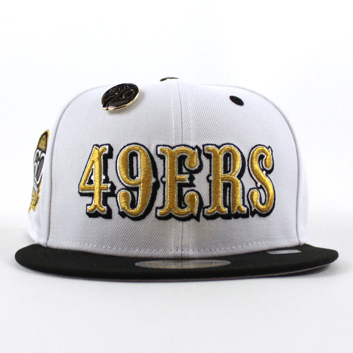San Francisco 49ers 5950 Days 60 Seasons New Era 59Fifty Fitted Hat (White Gold Black Gray Under Brim)