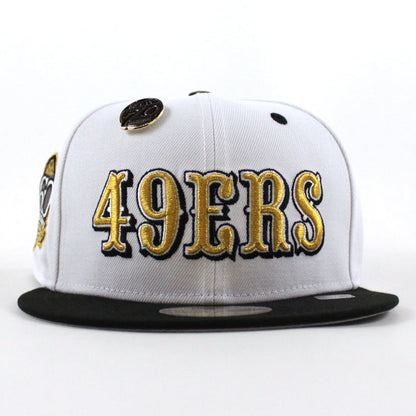 San Francisco 49ers 5950 Days 60 Seasons New Era 59Fifty Fitted Hat (White Gold Black Gray Under Brim)