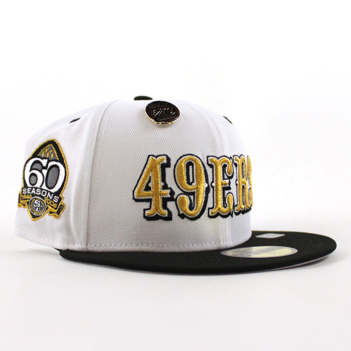 San Francisco 49ers 5950 Days 60 Seasons New Era 59Fifty Fitted Hat (White Gold Black Gray Under Brim)