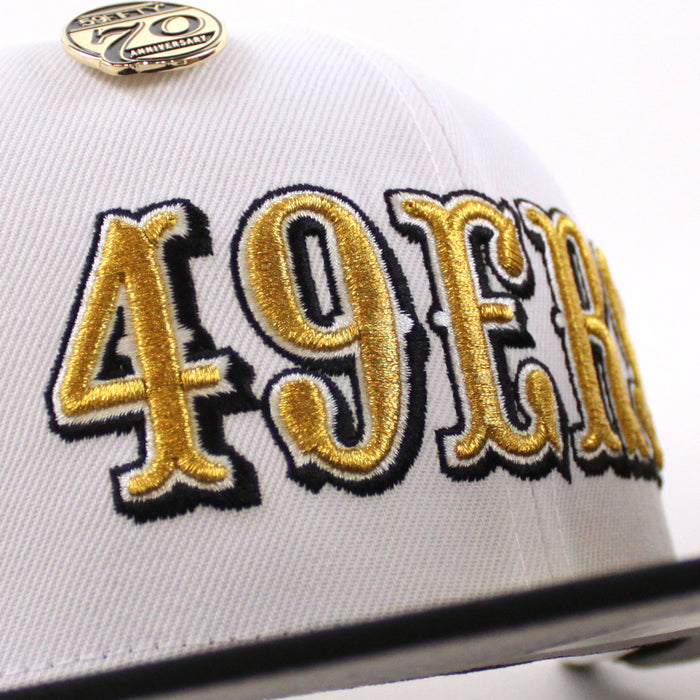 San Francisco 49ers 5950 Days 60 Seasons New Era 59Fifty Fitted Hat (White Gold Black Gray Under Brim)