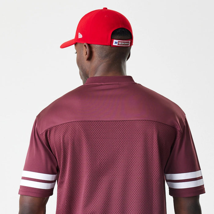 The Male model is wearing San Francisco 49ers NFL Mesh Dark Red Jersey 8