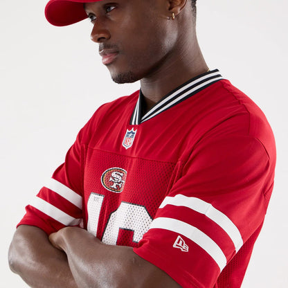 The Male model is wearing San Francisco 49ers NFL Mesh Red Mesh Jersey 4