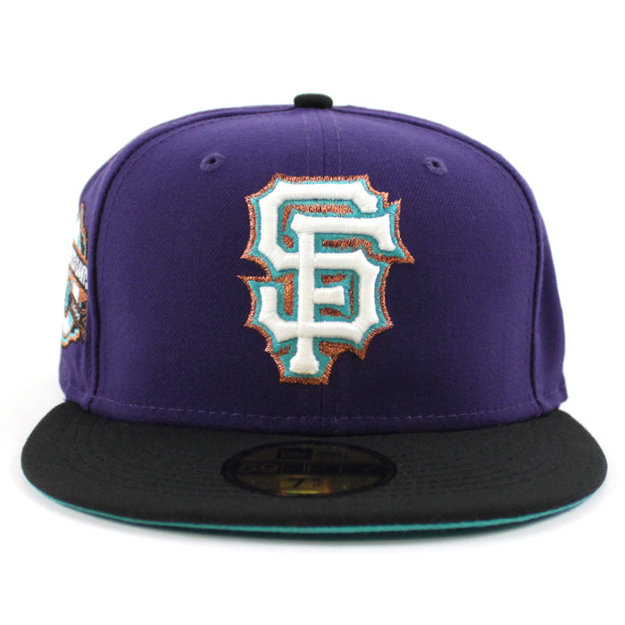 San Francisco Giants INAUGURAL YEAR 2000 New Era 59Fifty Fitted Hat (GITD Purple Black Aqua Under Brim)