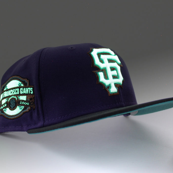San Francisco Giants INAUGURAL YEAR 2000 New Era 59Fifty Fitted Hat (GITD Purple Black Aqua Under Brim)