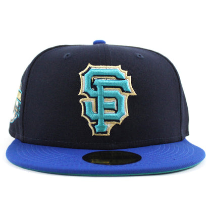 San Francisco Giants INAUGURAL YEAR 2000 New Era 59Fifty Fitted Hat (Glow in the Dark NAVY BLUE AZURE TEAL BREEZE Under Brim)