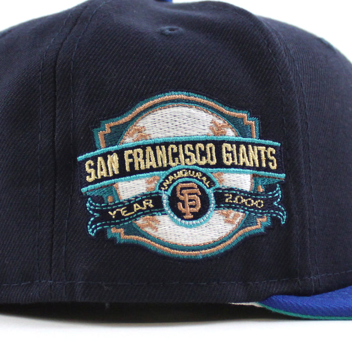 San Francisco Giants INAUGURAL YEAR 2000 New Era 59Fifty Fitted Hat (Glow in the Dark NAVY BLUE AZURE TEAL BREEZE Under Brim)