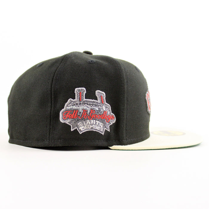 San Francisco Giants Tell It Good Bye New Era 59Fifty Fitted Hat (Drip Logo Black Chrome White Green Under Brim)