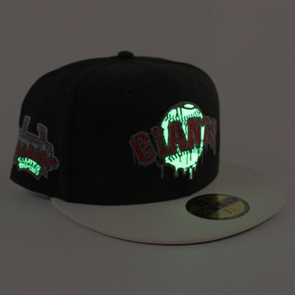 San Francisco Giants Tell It Good Bye New Era 59Fifty Fitted Hat (Drip Logo Black Chrome White Green Under Brim)