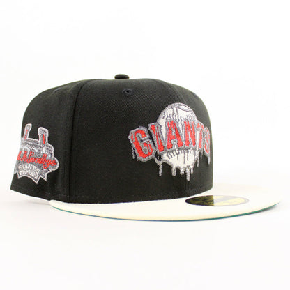 San Francisco Giants Tell It Good Bye New Era 59Fifty Fitted Hat (Drip Logo Black Chrome White Green Under Brim)