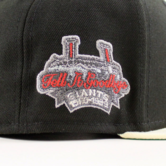 San Francisco Giants Tell It Good Bye New Era 59Fifty Fitted Hat (Drip Logo Black Chrome White Green Under Brim)