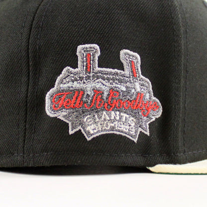 San Francisco Giants Tell It Good Bye New Era 59Fifty Fitted Hat (Drip Logo Black Chrome White Green Under Brim)