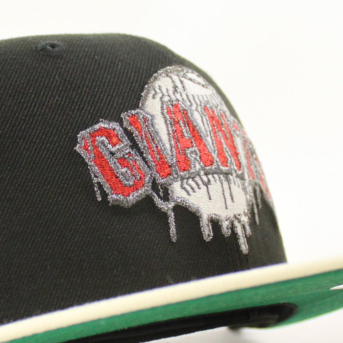 San Francisco Giants Tell It Good Bye New Era 59Fifty Fitted Hat (Drip Logo Black Chrome White Green Under Brim)