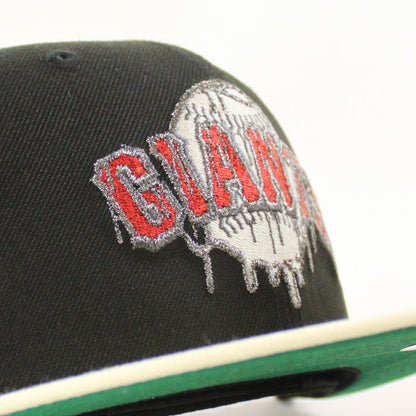 San Francisco Giants Tell It Good Bye New Era 59Fifty Fitted Hat (Drip Logo Black Chrome White Green Under Brim)
