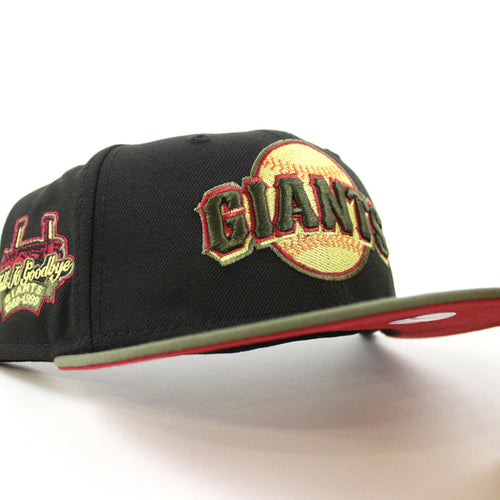 San Francisco Giants TELL IT GOODBYE New Era 59Fifty Fitted Hat (BLACK NEW OLIVE PINOT RED Under Brim)