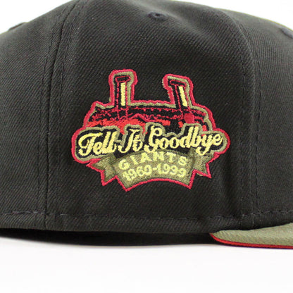 San Francisco Giants TELL IT GOODBYE New Era 59Fifty Fitted Hat (BLACK NEW OLIVE PINOT RED Under Brim)