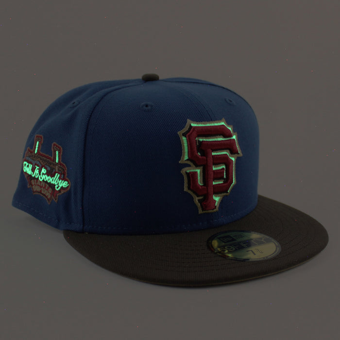 San Francisco Giants Tell It GoodBye New Era 59Fifty Fitted Hat (GITD SeaShore Blue Walnut Khaki Under Brim)