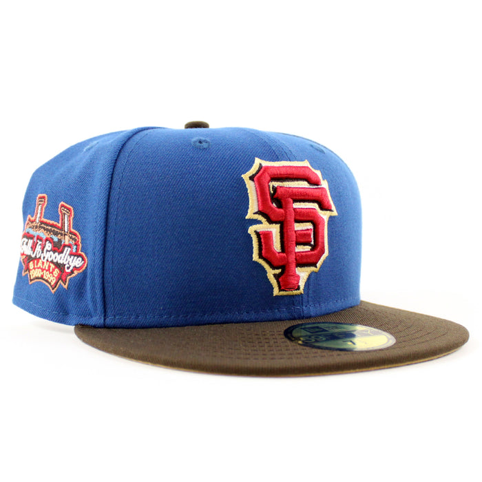 San Francisco Giants Tell It GoodBye New Era 59Fifty Fitted Hat (GITD SeaShore Blue Walnut Khaki Under Brim)