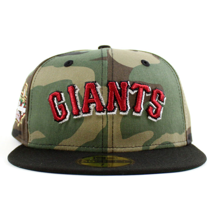 San Francisco Giants Tell It Goodbye New Era 59Fifty Fitted Hat (WoodLand Camo Black Green Under Brim)