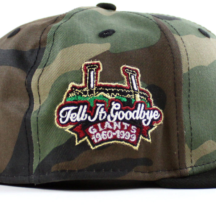 San Francisco Giants Tell It Goodbye New Era 59Fifty Fitted Hat (WoodLand Camo Black Green Under Brim)