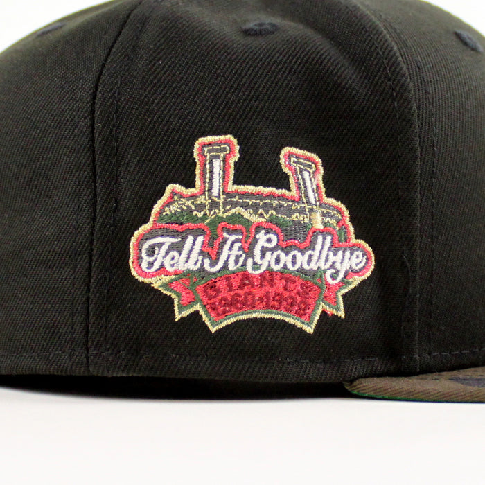 San Francisco Giants Tell It Goodbye patch New Era 59Fifty Fitted Hat (Black WoodLand Camo Green Under Brim)