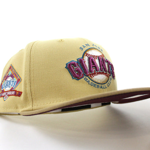 SAN JOSE GIANTS 30th Anniversary New Era 59Fifty Fitted Hat (VEGAS GOLD MAROON KHAKI Under Brim)