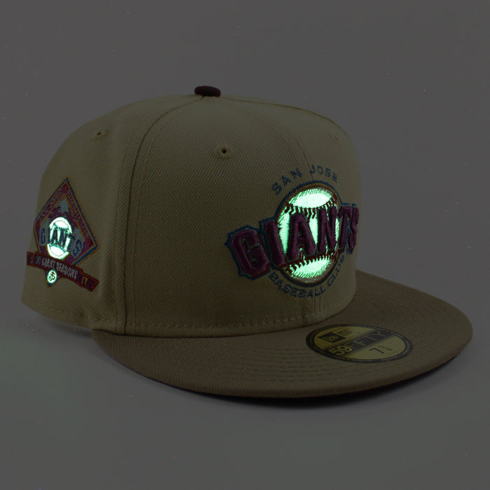 SAN JOSE GIANTS 30th Anniversary New Era 59Fifty Fitted Hat (VEGAS GOLD MAROON KHAKI Under Brim)