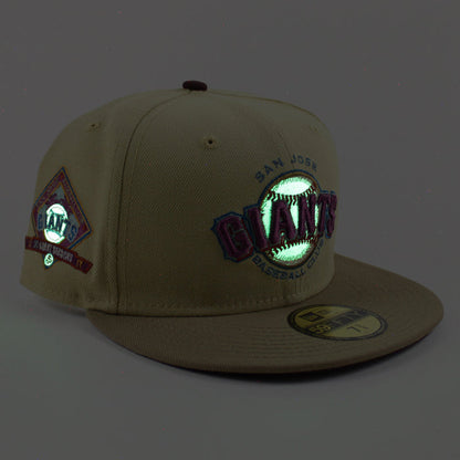 SAN JOSE GIANTS 30th Anniversary New Era 59Fifty Fitted Hat (VEGAS GOLD MAROON KHAKI Under Brim)
