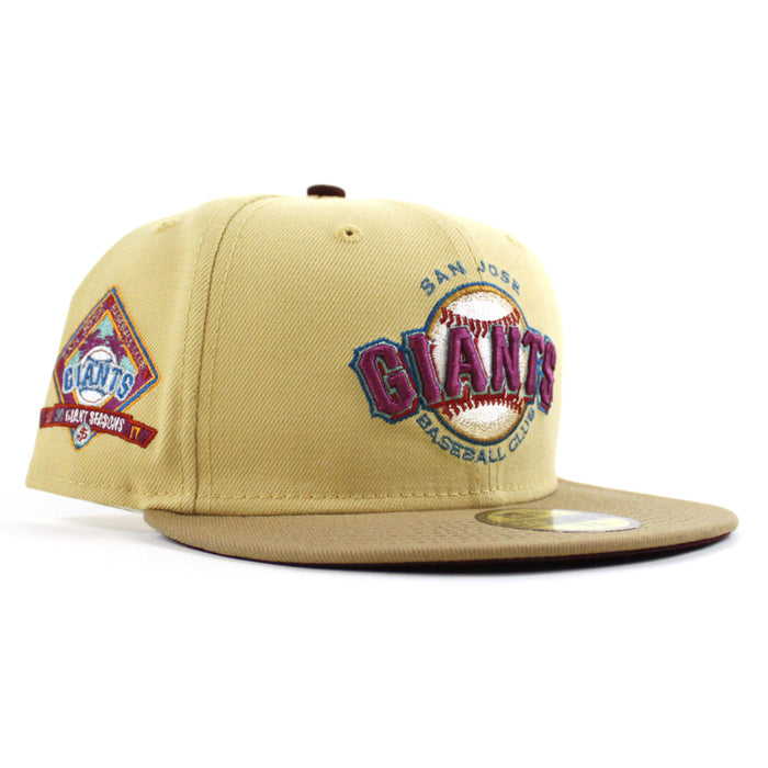 SAN JOSE GIANTS 30th Anniversary New Era 59Fifty Fitted Hat (VEGAS GOLD MAROON KHAKI Under Brim)