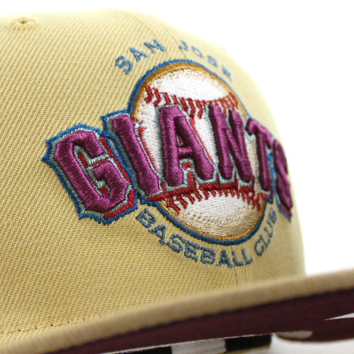 SAN JOSE GIANTS 30th Anniversary New Era 59Fifty Fitted Hat (VEGAS GOLD MAROON KHAKI Under Brim)