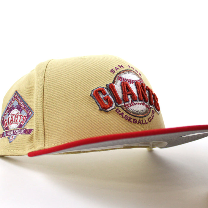 SAN JOSE GIANTS 30th Anniversary New Era 59Fifty Fitted Hat (Vegas Gold Scarlet Red Gray Under Brim)