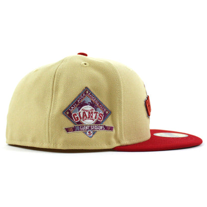SAN JOSE GIANTS 30th Anniversary New Era 59Fifty Fitted Hat (Vegas Gold Scarlet Red Gray Under Brim)