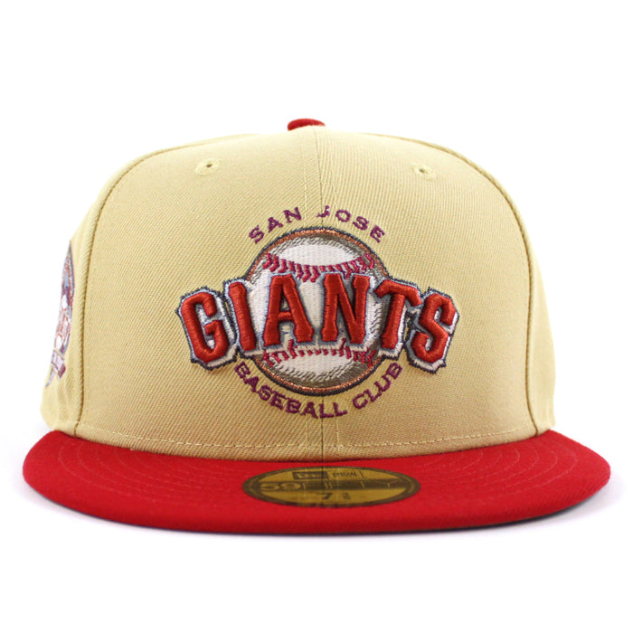 SAN JOSE GIANTS 30th Anniversary New Era 59Fifty Fitted Hat (Vegas Gold Scarlet Red Gray Under Brim)