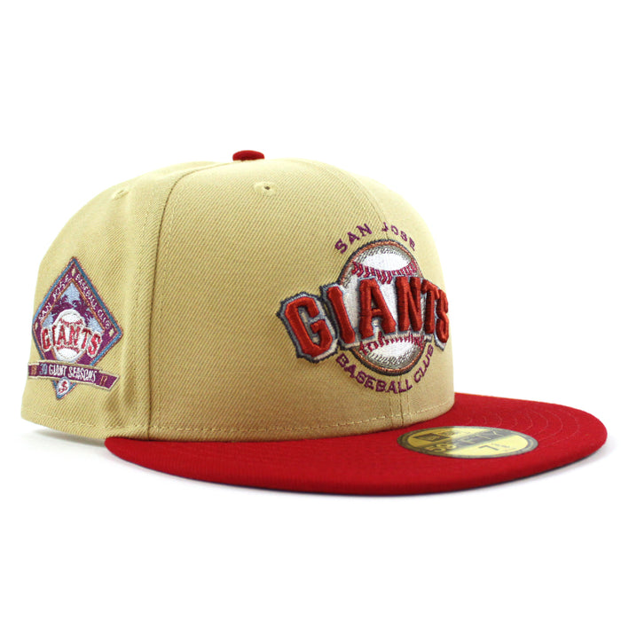 SAN JOSE GIANTS 30th Anniversary New Era 59Fifty Fitted Hat (Vegas Gold Scarlet Red Gray Under Brim)