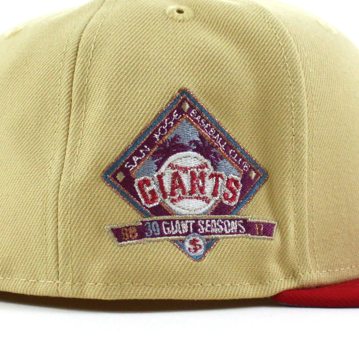 SAN JOSE GIANTS 30th Anniversary New Era 59Fifty Fitted Hat (Vegas Gold Scarlet Red Gray Under Brim)
