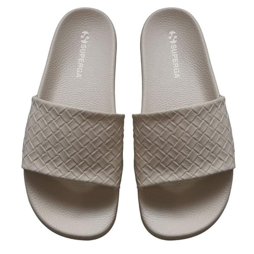Sandalia 1908 Slides Woven Leather White Avorio Superga