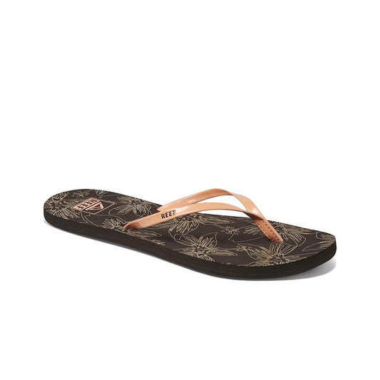 Sandalia Bliss Full Women Black Brown Print Flower Reef