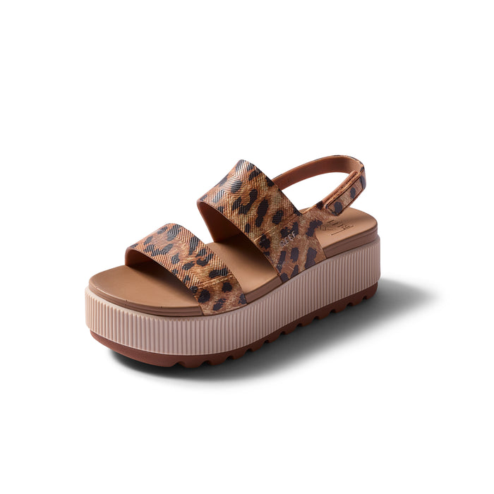Sandalia Bliss Full Women Black Brown Print Flower Reef