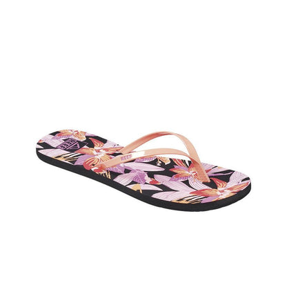 Sandalia Bliss Full Women Black Pink Print Flower Reef