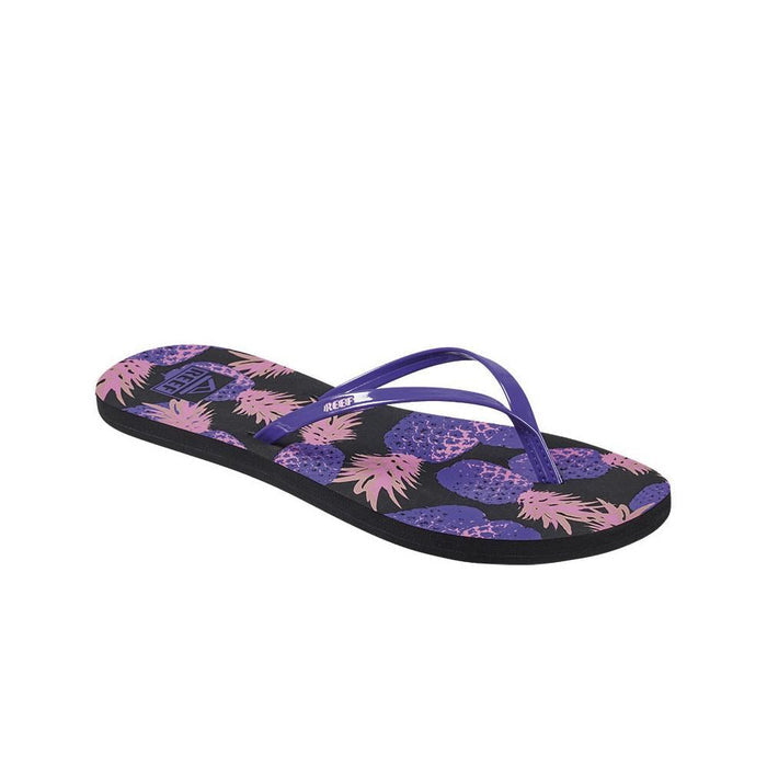 Sandalia Bliss Full Women Black Purple Print Pineapple Reef