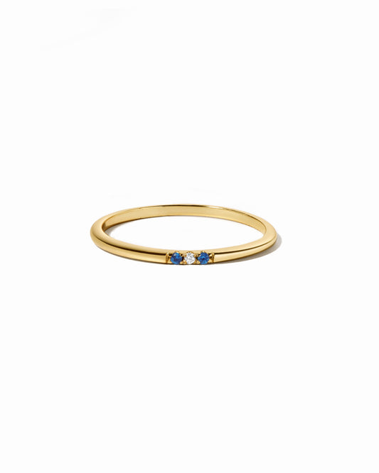 Sapphire 3 Stone Diamond Ring