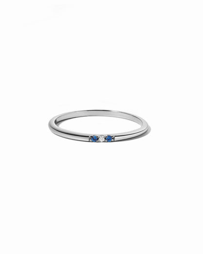 Sapphire 3 Stone Diamond Ring