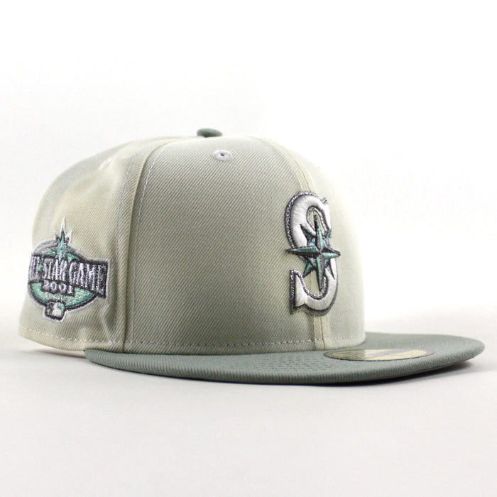 Seattle Mariners 2001 All Star Game New Era 59Fifty Fitted Hat (Chrome White Sea Glass Gray Under Brim)
