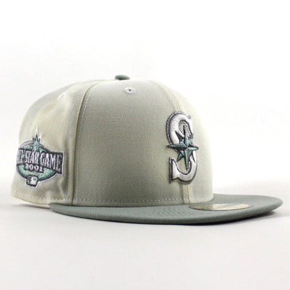 Seattle Mariners 2001 All Star Game New Era 59Fifty Fitted Hat (Chrome White Sea Glass Gray Under Brim)